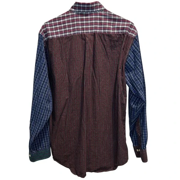 Brooks Brothers 346 Patchwork Plaid Shirt Medium Men's Multi Color Shirt Cotton - Picture 3 of 7